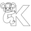 Animal alphabet. capital letter K, Koala. illustration. For pre school education, kindergarten and foreign language learning for k Royalty Free Stock Photo